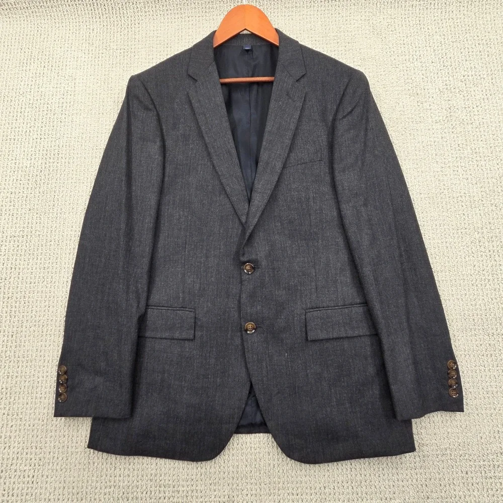 J.Crew Thompson Flex Wool Blazer 40R Charcoal Gray Two Button Suit Jacket Mens